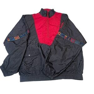 Tuff Stuff Athletic Apparel Vintage Zip Windbreaker Black Red Men’s Size L